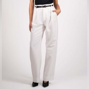 PARENTEZI Relaxed Cream Polyester Wide Leg High Rise Trouser Pants EUC Size M